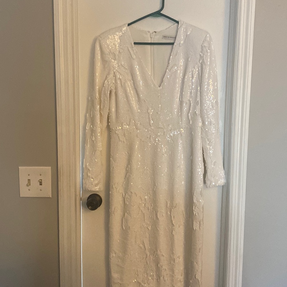 Dress the Population white sparkle dress